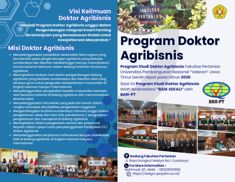Brosur Penerimaan Mahasiswa Baru Program Doktor Agribisnis TA. 2025/2026